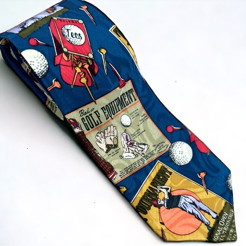 Rare handmade silk Golf Bolero Menβs Tie - brand -Sea Wolf